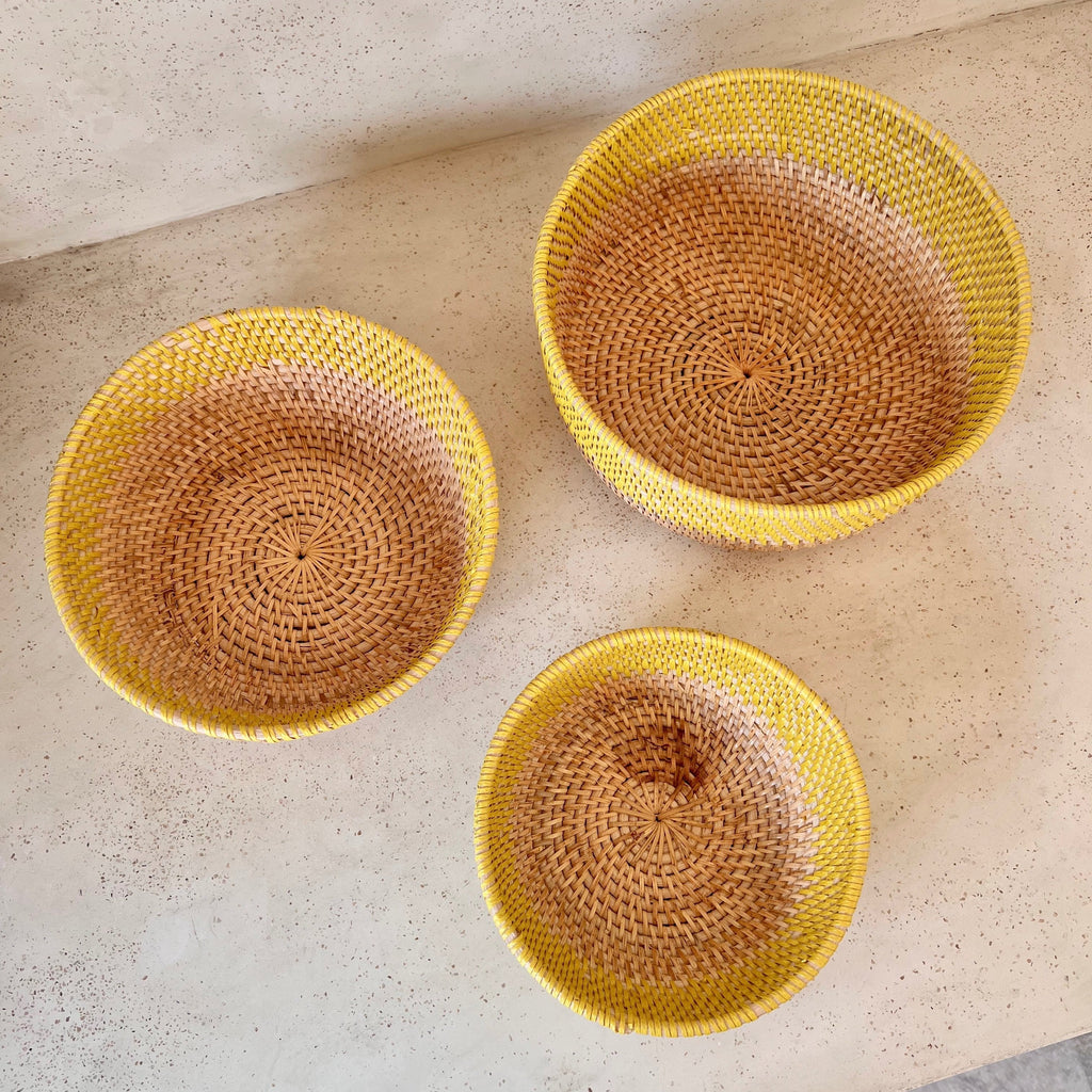 Milu II Rattan-Schale – Handgefertigt, Rund, in drei Größen, Perfekt für kleine Dinge, in verschiedenen Farben