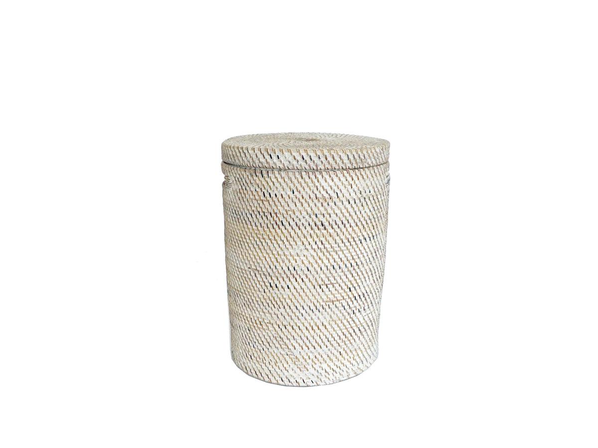 Rattan Wäschekorb Aga - Rattan mit Deckel weiss